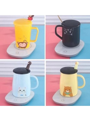 Pileli Store 55 Derece Sabit Sıcaklıkta Seramik Metal Cam Kupa Isıtıcı