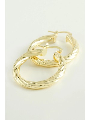 Pileli Store Sarmaşıklı Halka Küpe 3, 5 cm