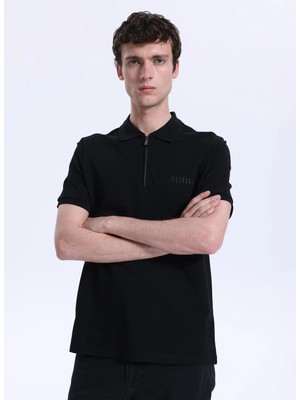 Mustang Düz Siyah Erkek Polo T-Shirt M6SM-TST1580