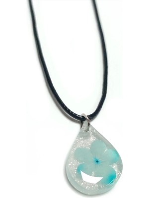 Pileli Store Kartopu Çiçeği Damla Epoksi Kolye