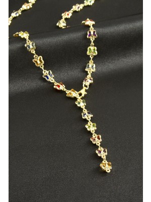 Pileli Store Kelebek Zirkon Taşlı Y Kolye