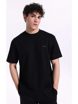 Jeep Bisiklet Yaka Düz Siyah Erkek T-Shirt J6SM-TST7777