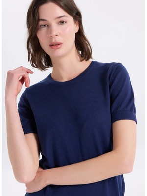 Jeep Lacivert Kadın Düz Relaxed Triko Kazak J6SL-KZK7087