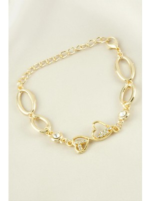 Pileli Store Kalp Taşlı Trend Bileklik