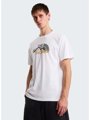 The North Face NF0A8GUXFN41-MOUNTAIN Lıne Sleeve Beyaz Yuvarlak Regular Fit Baskılı Erkek T-Shirt