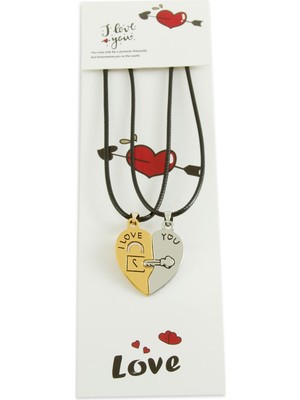 Pileli Store Kalp Arkadaşlık Kolyesi (Çift Kolye)