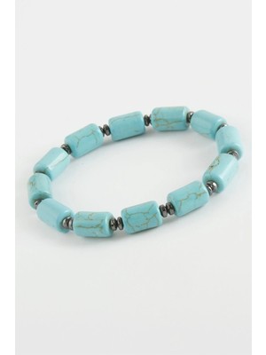 Pileli Store Silindir Turkuaz Doğaltaş Bileklik