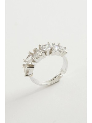 Pileli Store Kalp Zirkon Taşlı Yüzük