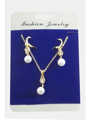 Pileli Store Damla Inci Zirkon Taşlı Set Kolye