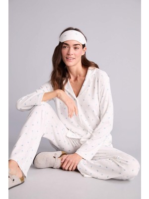 DeFacto Çiçekli Pijama Takımı Üst Alt H1801AX26SP