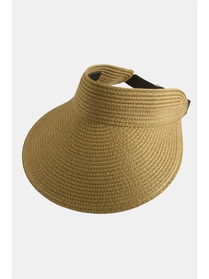 Pileli Store Kasketli Hasır Plaj Şapkası