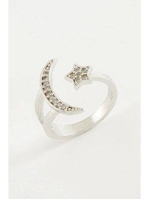 Pileli Store Ay Yıldız Zirkon Taşlı Yüzük