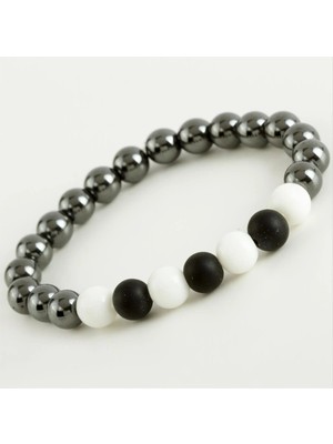Pileli Store Hematit& Mat Onix Doğaltaş Bileklik