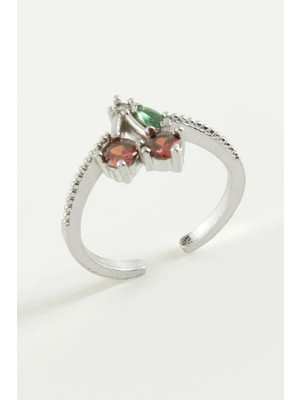 Pileli Store Kiraz Zirkon Taşlı Yüzük