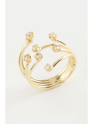 Pileli Store Ağaç Zirkon Taşlı Yüzük