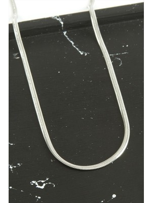 Pileli Store Ince Italyan Zincir Çelik Kolye 45 cm