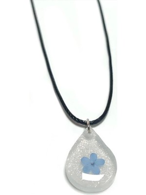 Pileli Store Unutma Beni Çiçeği Damla Epoksi Kolye