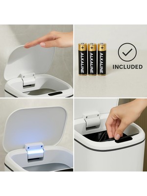 Pileli Store Akıllı Teknolojik Çöp Kutusu Otomatik Sensörlu Çöp Kutusu Piller Dahil Çöp Kovası 20L