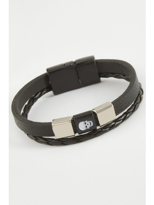 Pileli Store Kuru Kafa Kaliteli Mıknatıslı Suni Deri Bileklik