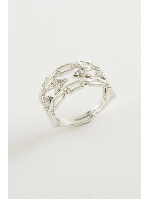 Pileli Store Zincir Şekilli Zirkon Taşlı Yüzük