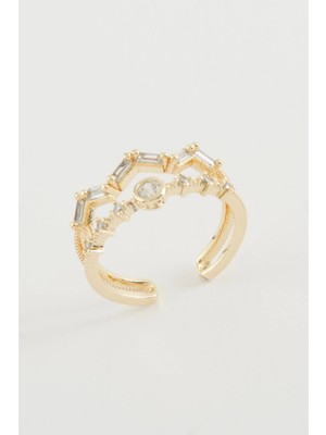 Pileli Store Zikzak Zirkon Taşlı Yüzük