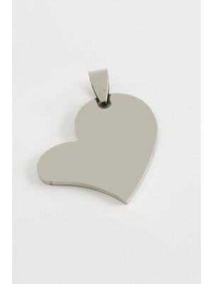 Pileli Store Kalp Isim Yazılabilir Çelik Kolye Ucu 3 cm