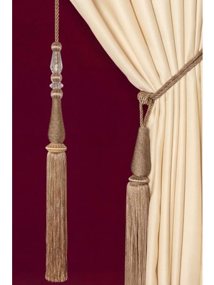 Mefaks Tekstil Damla Model Kordon Sarım Braçol Set Ekru (2 Braçol + 1 Sarkıt)