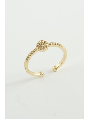 Pileli Store Yuvarlak Zirkon Taşlı Yüzük