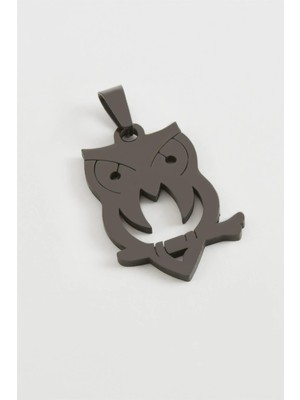 Pileli Store Baykuş Çelik Kolye Ucu 3 cm