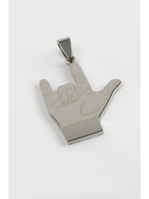 Pileli Store Rocky Işareti Çelik Kolye Ucu 3,5 cm