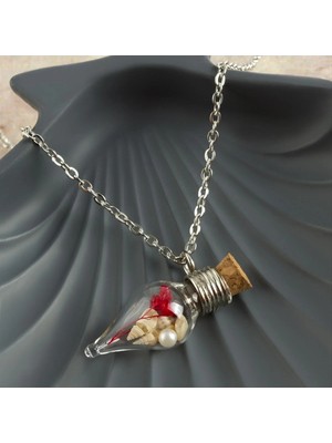 Pileli Store Çiçek Fanus Canlı Kolye