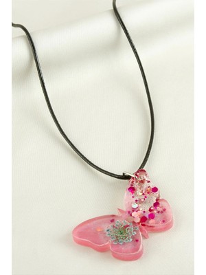 Pileli Store Sultan Otu Kelebek Epoksi Kolye