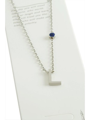 Pileli Store Gümüş Renkli Harfli Çelik Kolye