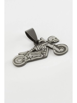 Pileli Store Motor Kuru Kafa Çelik Kolye Ucu 3 cm