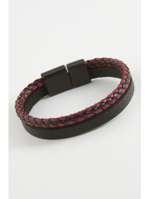 Pileli Store Mıknatıslı Orjinal Deri Bileklik