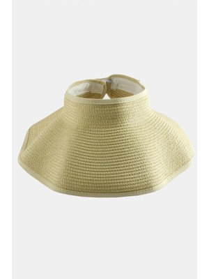 Pileli Store Cırtcırtlı Hasır Plaj Şapkası