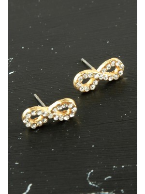 Pileli Store Sonsuzluk Taşlı Minik Küpe