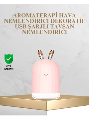 Pileli Store Tavşan Kulak Tasarımlı 200 ml USB Aroma Difüzör ve Hava Nemlendirici