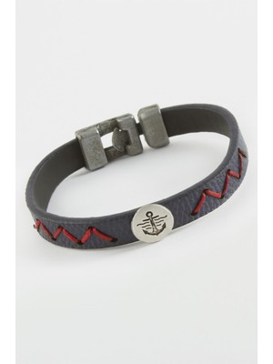 Pileli Store Çapa Kaliteli Suni Deri Bileklik