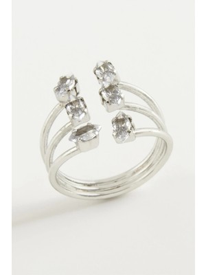 Pileli Store Oval Zirkon Taşlı Yüzük