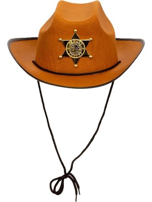 Pileli Store Kovboy Şerif Şapkası Kahve 12 Adet - Kostüm Parti ve Gösteri Şapkası