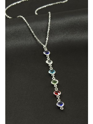 Pileli Store Kristal Taşlı Çelik Kolye