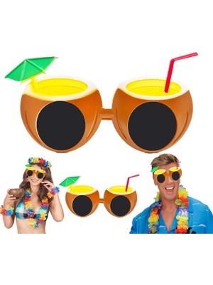 Pileli Store Hindistan Cevizi Tropikal Hawaii Yaza Merhaba Parti Gözlüğü