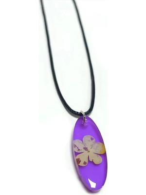 Pileli Store Kartopu Çiçeği Oval Epoksi Kolye