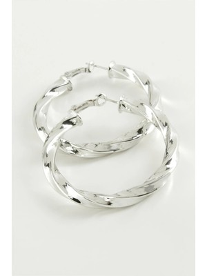 Pileli Store Burgulu Halka Küpe 4,5 cm