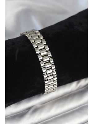 Inure Jewelry 316L Çelik Gümüş Renk 12 mm Kalınlık Erkek Bileklik