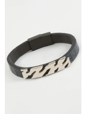 Pileli Store Zikzak Kaliteli Mıknatıslı Suni Deri Bileklik