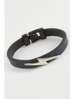 Pileli Store Şimşek Kaliteli Suni Deri Bileklik