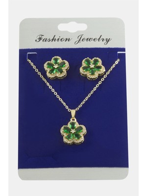 Pileli Store Çiçek Zirkon Taşlı Set Kolye