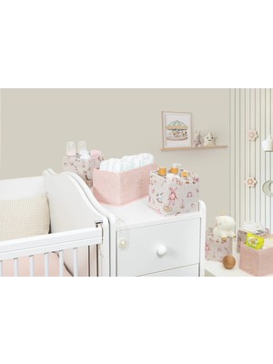 Pileli Store Baby 3'lü Kullanışlı Çekmece Düzenleyici Çok Amaçlı Organizer Kutu (Pembe)